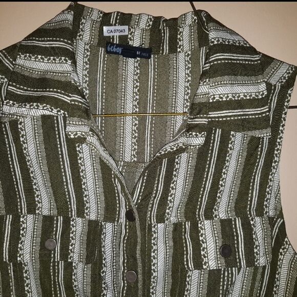 BeBop Green Knee Length Striped Sleeveless Tank Shirt Dress Women's Medi… - Picture 5 of 7